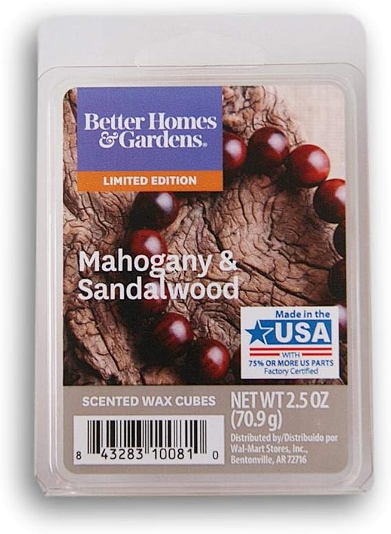 Better Homes & Gardens Mahogany & Sandalwood Wax Melts (6 x 2.5 oz) - Home Fragrance, Aromatherapy