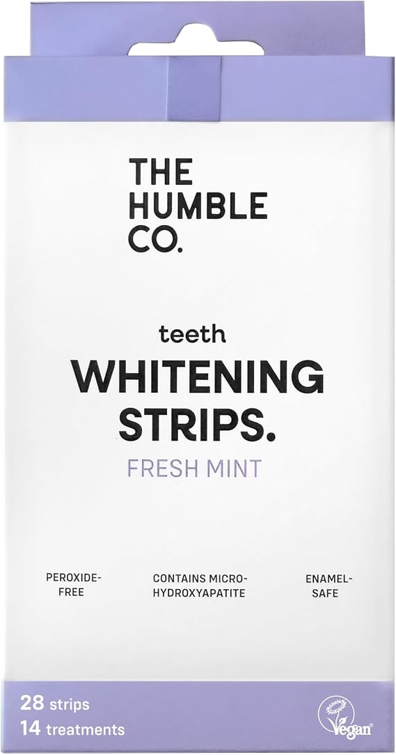 The Humble Co. Diş Beyazlatma Bandı Nane Teeth Whitening Strips - Fresh Mint (28 Strips) Peroksit içermez –dişlere ve diş etlerine karşı nazik, Hidroksiapatit ile güçlendirilmiş