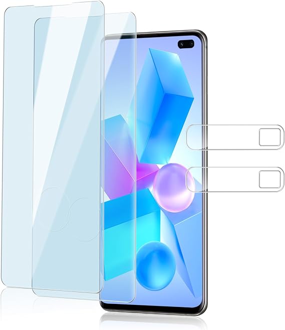 2+2 Pack Screen Protector for Samsung Galaxy S10 Plus, 2 Pack Tempered Glass + 2 Pack Camera Lens Protector, 9H+ Anti-Scratch, Anti-Fingerprint, Bubble Free, Touch Sensitive Protective Film Outdoor