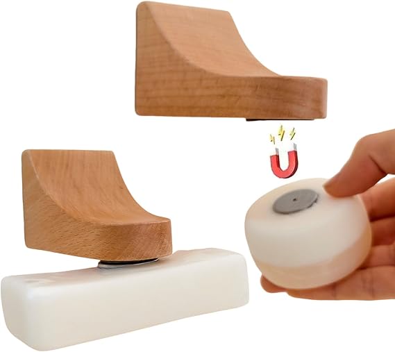 N/C Multipurpose Bamboo Air Dry Magnetic Soap Holder, Magnetic Wall Key Holder, Nature Bamboo, 8x5x5cm
