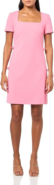 Karl Lagerfeld Women's Short Sleeve Square Neck Bow Embellished Shift Mini Dress