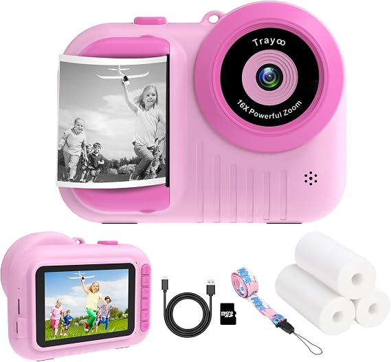 Kids Camera Instant Print, 3.5 Inch Screen Kids Digital Camera Instant, Christmas Birthday Gifts for Girls Age 3-12, Portable Toddler Camera Toy Gifts for 3 4 5 6 7 8 9 10 Year Old Girls Boys (Rose)