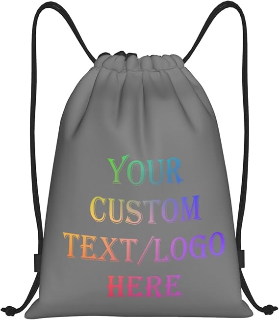 Personalised Backpack custom Drawstring Bag Add Photos/Logo/Text Sports Bag for Men and Women, Waterproof Sport Bag, Swimming Bag, ideal for the Gym and Sports