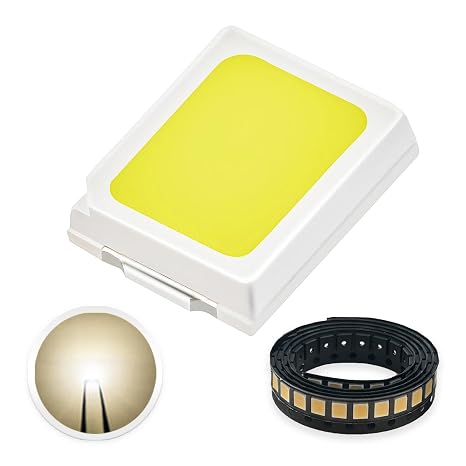 100Pcs 0.5W 3528 Natural White SMD LED Chip, PLCC-2 Surface Mount 3.5x2.8mm Full Spectrum High Bright Emitter, 4000K Natural Light Ra98 High CRI, 15300