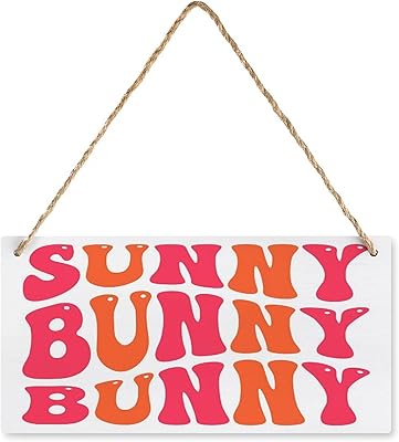 Easter Hanging Printed Wall Plaque 12x6 Inch Sign,Funny Easter Tray Decor,Easter Day Decor,Sunny Bunny Sign Wooden Plaque Sign Decoration For Home Office Easter Party