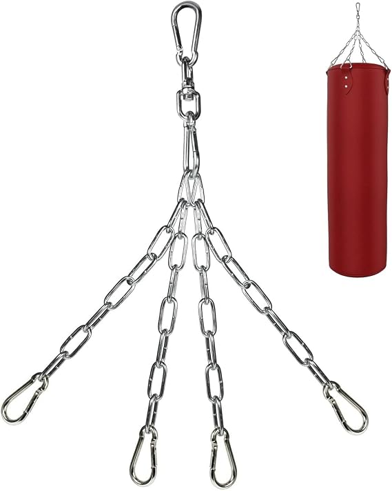 Yes4All Punch Bag Chain with 4 Snap Hooks - Boxing Bag Hanger Chain - Heavy Duty Stainless Steel, 360 Degree Rotation Swivel Support up to 150 lbs/ 68 Kgs