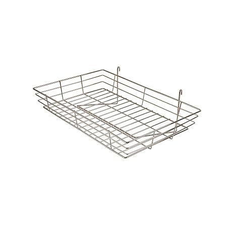 Econoco Basket, 24" Width x 15" Depth x 4-1/2" Height 4 Pack | wire baskets fit slatwall, pegboard, or gridwall, durable metal for retail merchandise display