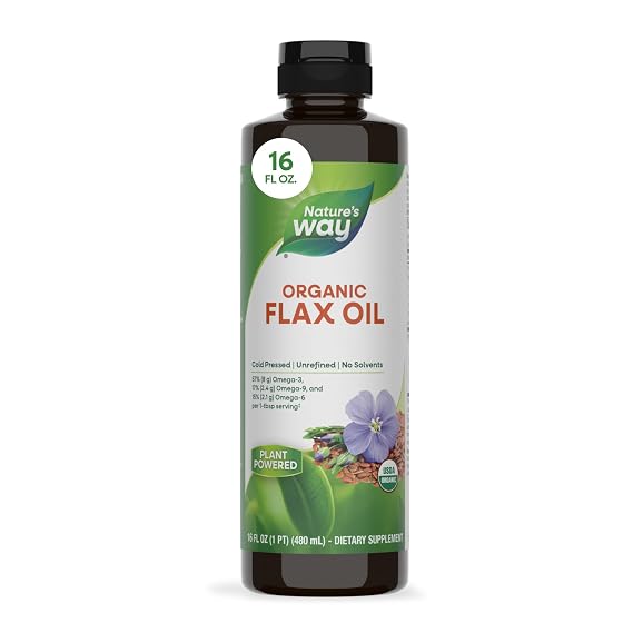 Nature's Way Organic Flax Oil, Cold-Pressed Flaxseed Oil, 16 Fl Oz