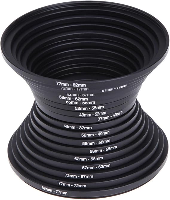 18Pcs 67-82mm Metal Step Up Down Filter Ring Adapter Set Compatible with Digital SLR Camera Lens Accessories