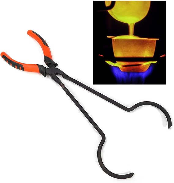Crucible Tongs for Gold Melting Furnace, Steel Jewelry Making Tools for Precious Metals Casting, Silver Refining Clamps, Metal Casting Tool Kit