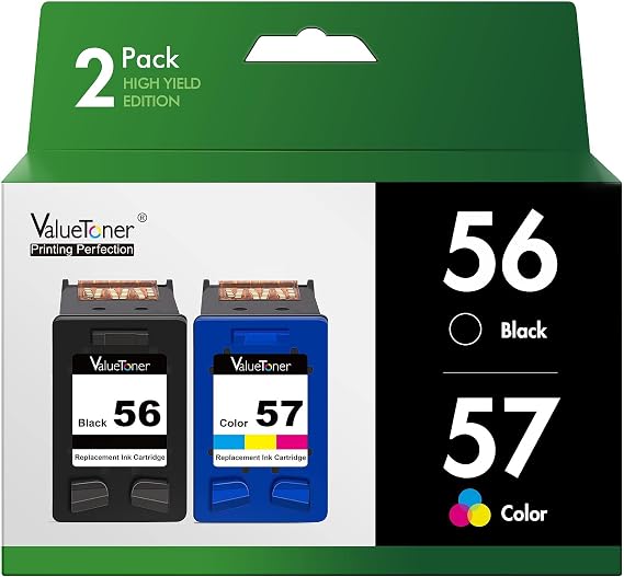 Valuetoner Remanufactured Replacement for HP 56 & 57 Ink Cartridge 2-Pack | C9321BN C6656AN C6657AN for Deskjet 5550 5650 5150, Photosmart 7350 7260 7450 7550 7760, PSC 2210 Printer