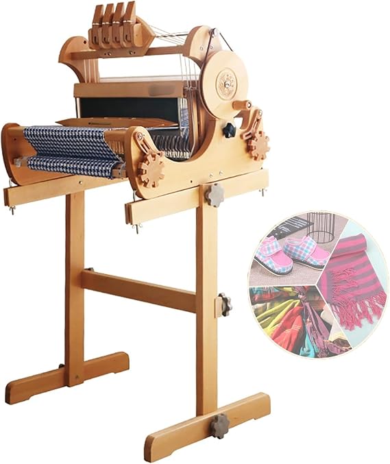 STDZQCWY Wooden Weaving Loom Kit, with Floor Stand, Supports Plain Weave, Twill, Jacquard, Foldable Wooden Tabletop Hand Loom, Small Mini Loom