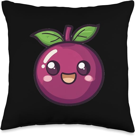 Mangosteen In Funny Kawaii Style Throw Pillow