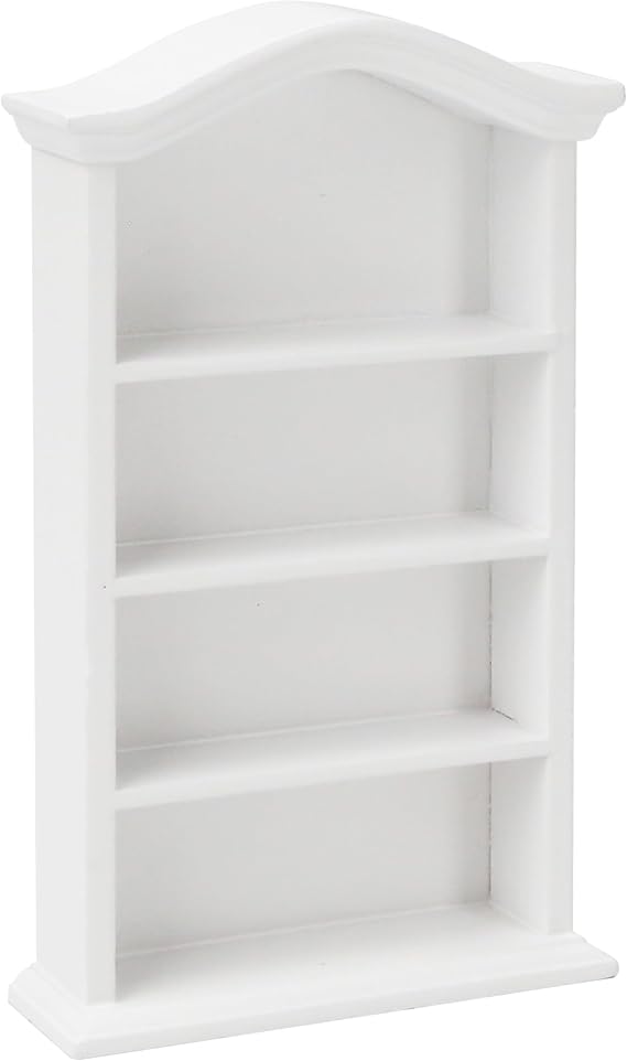 Dollhouse Bookcase 1:12 Scale Miniature Mini Bookshelf Doll House Book Shelves for Small Items Accessories Furniture Wooden 4 Floors Display Cabinet Decoration Home Bedroom, White