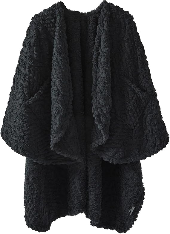 Royoliving Wearable Fleece Blanket with Pockets, Black, 58" x 64"