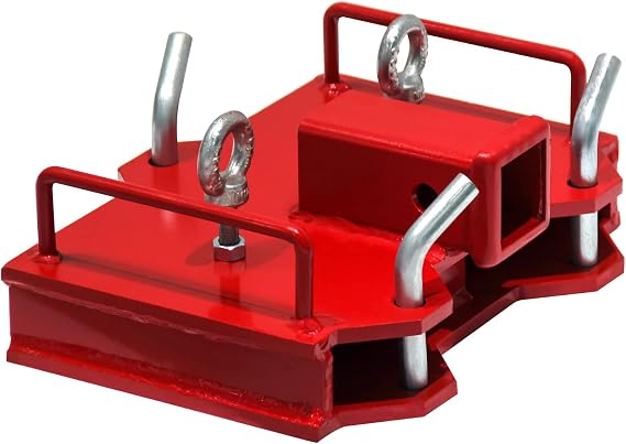 2" Forklift Trailer Hitch Adapter Receiver Attachment for Dual Pallet Forks, 6500lbs Towing Capacity, Forklift Tow Hitch Attachment Adapter, Trailer Hitch Receiver Heavy Duty Steel, Red