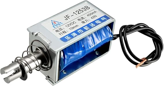 uxcell DC 12V 42N 10mm Stroke Pull Push Type Open Frame Solenoid Electromagnet Linear Motion JF-1253B