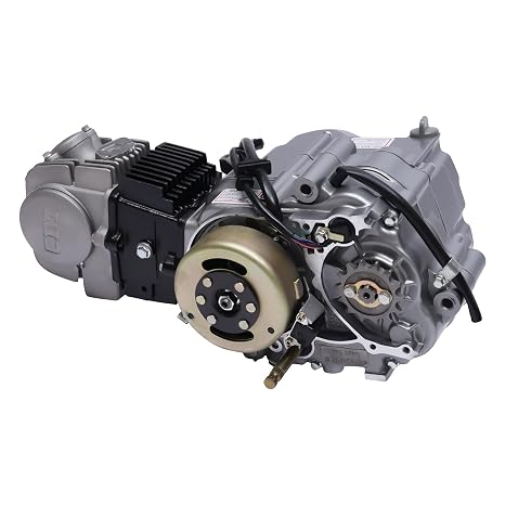 4-Stroke Single-Cylinder Engine Motor CDI Wet Multi-disc Clutch, Pit Bike Engine with Air Cooling and Kick Starter, 4-Speed Manual Clutch 125CC Go Kart Engine for CRF50 Black Silver