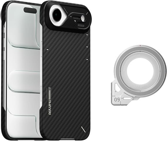 Aulumu A17 Aramid Fiber iPhone Air Case + G09 Magnetic Ring Grip,Includes (A17) Black + (G09) Silver