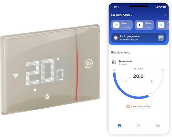 BTICINO SXM8002 Wifi Thermostat Smarther2 with Netatmo, Built-in Boiler Thermostat, Remote Control with App, Alexa, Google Assistant, Apple HomeKit, Programmable, Energy Saving