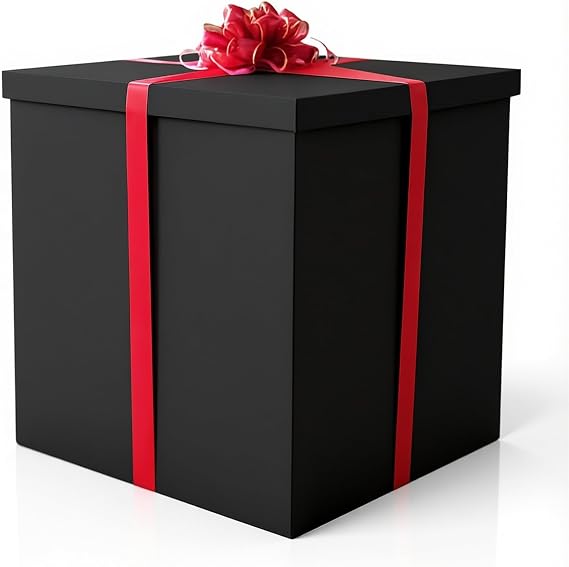 Extra Large Gift Box 28x28x28inGiant Black Gift Boxes with Lid for Large Gifts, Big Presents for Birthday Surprise, Gender Reveal, Valentine's Day, Chinese New Year and Other Celebrations, Not for Heavy-Duty Storage Use