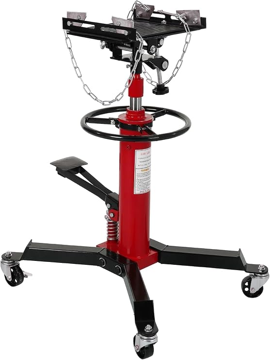 Transmission Jack - 1322 Lbs Hydraulic Telescoping Lift, 2-Stage Adjustable, Foot Pedal, 360 Swivel Wheels, 33.5"-69" Lifting Range,Red