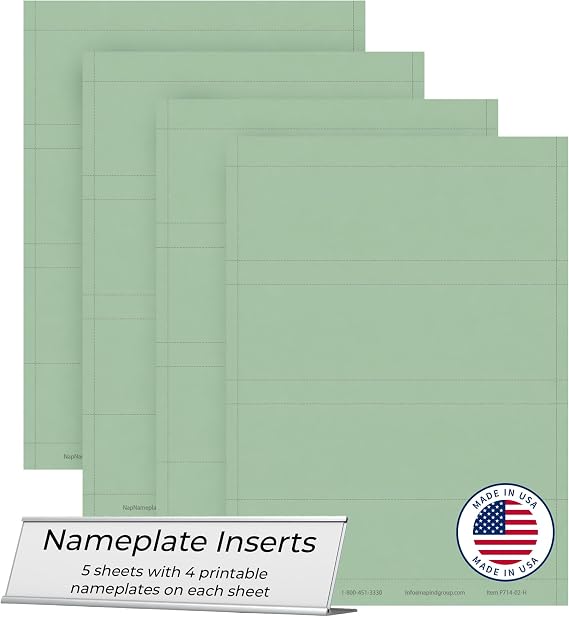 Nap Nameplates Printable Perforated Paper Name Plate 2 x 8 in, 80 Inserts