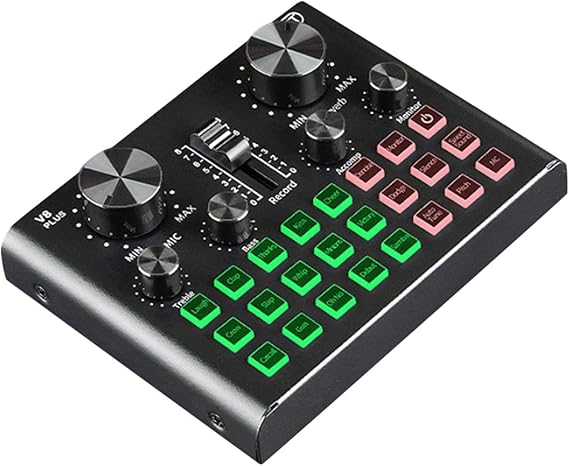 sound console， Audio Mixer, V8 Plus Sound Card For Live Streaming Voice Changer With Multiple Effects, For Recording