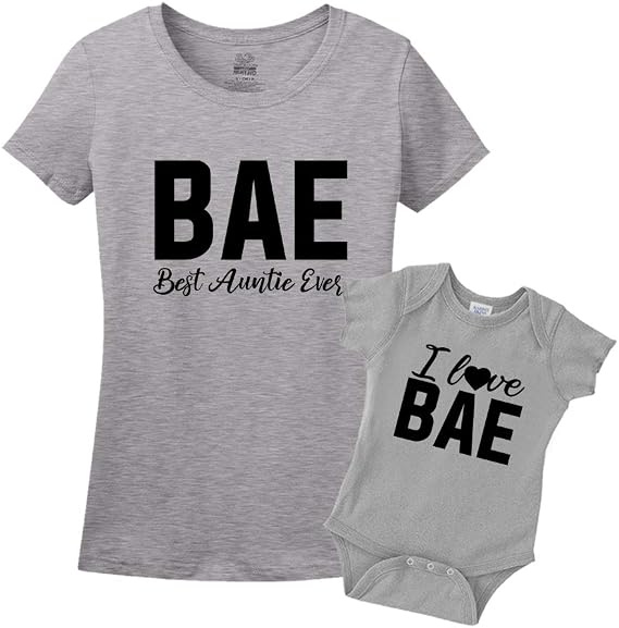Best Auntie Ever Matching Shirts/Bodysuit Aunt and Niece BAE 2-Pack Combo Clothing Set
