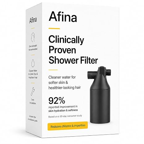 Afina Black High Pressure Revitalizing Shower Filter - Filters Out Chlorine