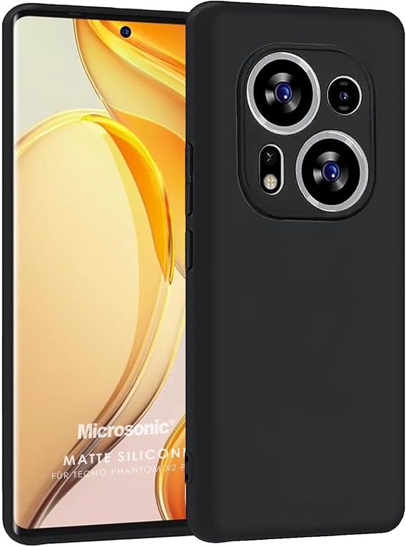 Microsonic Matte Silicone TECNO Phantom X2 Pro Case Black [Placed Case with Phantom X2 Pro - Black]