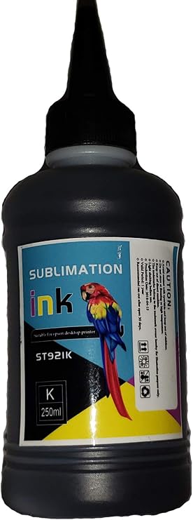 Sublimation Ink Refills for Inkjet Printers Heat Press Transfer on Mugs, Plates, Polyester Shirts 1x 250 ml Black