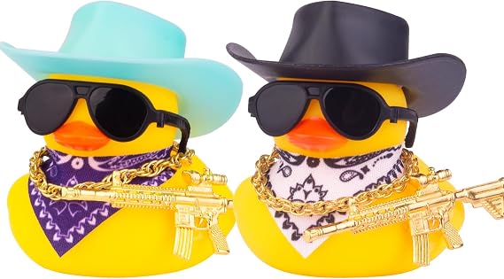 2PCS Car Rubber Duck Dashboard Decoration Duck Car Ornament
