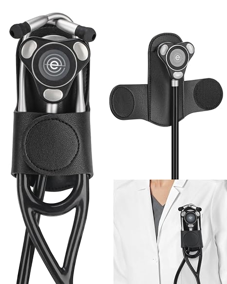 Stethoscope Holder Clip for EKO CORE 500 Lightweight PU Leather Hip Holder Clip for Physicians, Nurses, EMTs, and Medical Students
