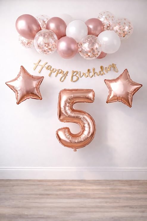 5 Yaş Rose Gold Konsept Doğum Günü Seti