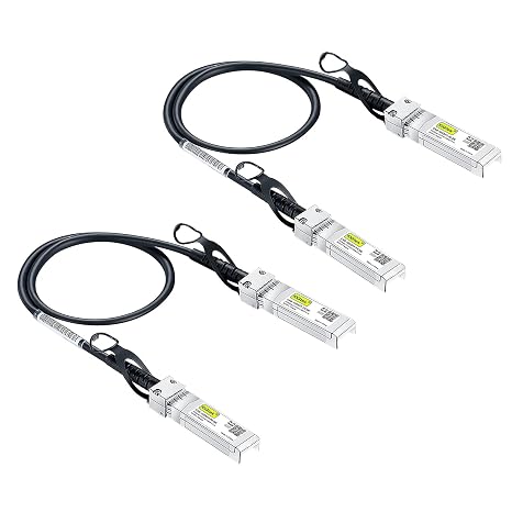 10Gtek 10G SFP+ DAC Cable - 10GBASE-CU Passive Direct Attach Copper Twinax SFP Cable for Cisco SFP-H10GB-CU0.25M, Meraki MA-CBL-TA-0.25M, Fortinet, Ubiquiti UniFi, 0.25-Meter(0.82ft), 2-Pack