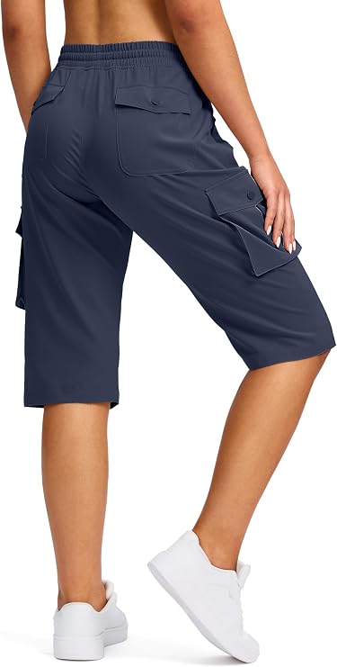 Viodia 15" Long Shorts for Women Hiking Cargo Bermuda | Knee Length, Modest, Lightweight, Quick Dry, Walking, Golf, Outdoor, Fishing, Traval, Casual, Summer, Capris