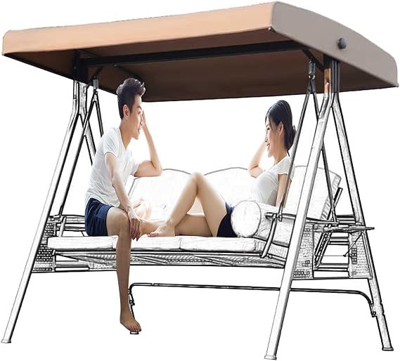 2 3 Seater Outdoor Porch Swing Replacement Canopy,Shade UV Weather Waterproof for Outdoor Garden Patio Yard Park Porch Seat Furniture(Size:75''Wx49''D,Color:3-Seater)