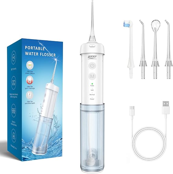Water Flosser Dental Oral Irrigator Water Teeth Cleaner Pick, Telescopic Water Tank, 4 Modes, IPX7 Waterproof, Mini Portable Home Travel Best for Teeth, Braces Bridges Care, Packaging Vary K42 (K42)