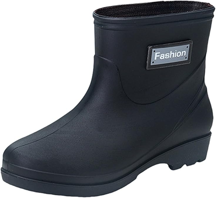 Womens Ankle Wellies Rain Boots Wellington Booties Women's Fashion Rain Wellies Cut Short Tube Plastic Water Shoes With Non Soles Warm Water Proof Rubber Wide Fit Boots