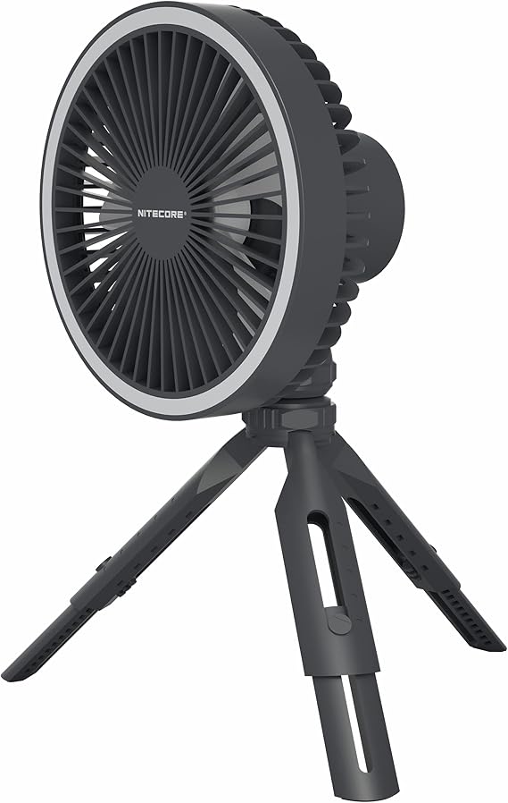Nitecore NEF10 Multifunctional Portable Electric Fan with LED Ring Light, Flexible Ball Head Tripod, Brushless Motor 10000mAh Battery(Grey)