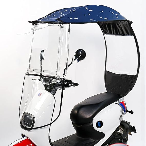 Electric Car Canopy,Scooter Umbrella,Universal Electric Motorcycle Sunshade Cover,Mobility Scooter Rain Waterproof Cover,Battery Car Canopy Umbrella Cover,Waterproof Sun Visor,A-Blue