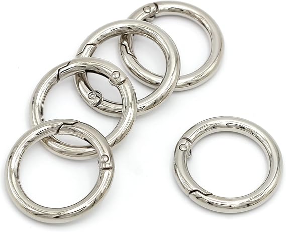 10PCS Spring O Rings Metal Round Carabiner Clip Snap for Keyrings Buckle, Bags, Purses