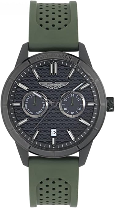 Aston Martin HDL Collection Luxury Mens Watch Timepieces with a Green Strap Featuring a Black Case and Dial