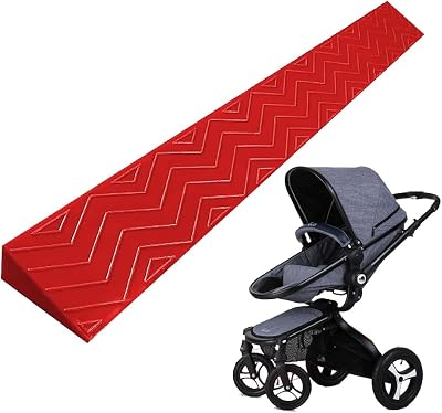 Non-Slip Threshold Ramp, Heavy Duty Driveway Curb Ramp for Forklifts Trucks Buses Cars Wheelchairs Bikes,Red,100  10  4.5 cm