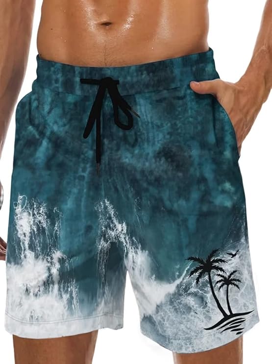 Lzzidou Men's Swim Trunks Mesh Lining Board Shorts Hawaiian Bathing Suit | 8 Inch Inseam Swimsuits Quick Dry Water Resistant Summer Beach Shorts with Pockets