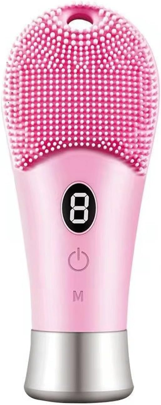 Electric Soft Silicone Waterproof Cleansing Brush, Waterproof Rechargeable Cleansing Brush, 9-Level Adjustable, Used for Deep Cleaning, Gentle Exfoliation, and Massage(Pink)