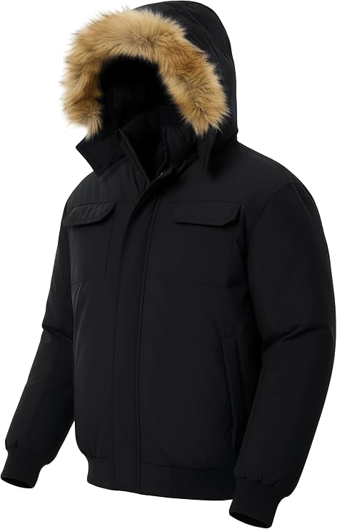 UIQUR Men's Winter Coat Warm Puffer Jacket Down Hooded Parka with Pocket