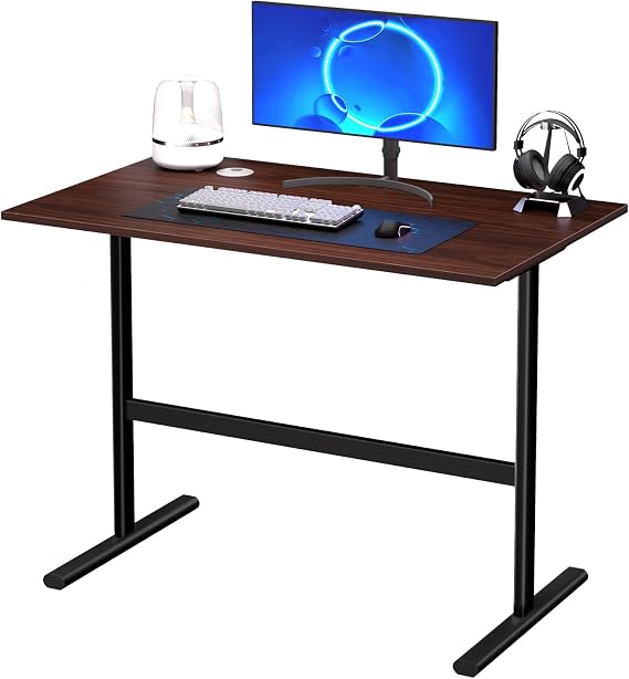 YOXIER Computer Desk, I-Shaped Office Desk, 39 Inch Small Computer Desk for Home Office, Bedroom Student Study Table, Writing Table with Table Cable Hole for Small Spaces 100cm