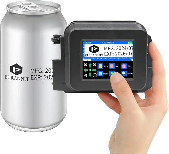 XMINI Handheld Inkjet Printer, Portable Mini Inkjet Coding Machine 0.5 inch nozzle with ER520 Fast Drying Ink Cartridge, for Text Date Barcode Batch Number Image Logo on any Surface